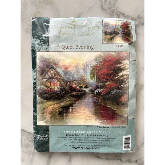 Candamar Design Thomas Kinkade A Quiet Evening Vtg 1998 Cross Stitch Kit *open - Picture 1 of 5